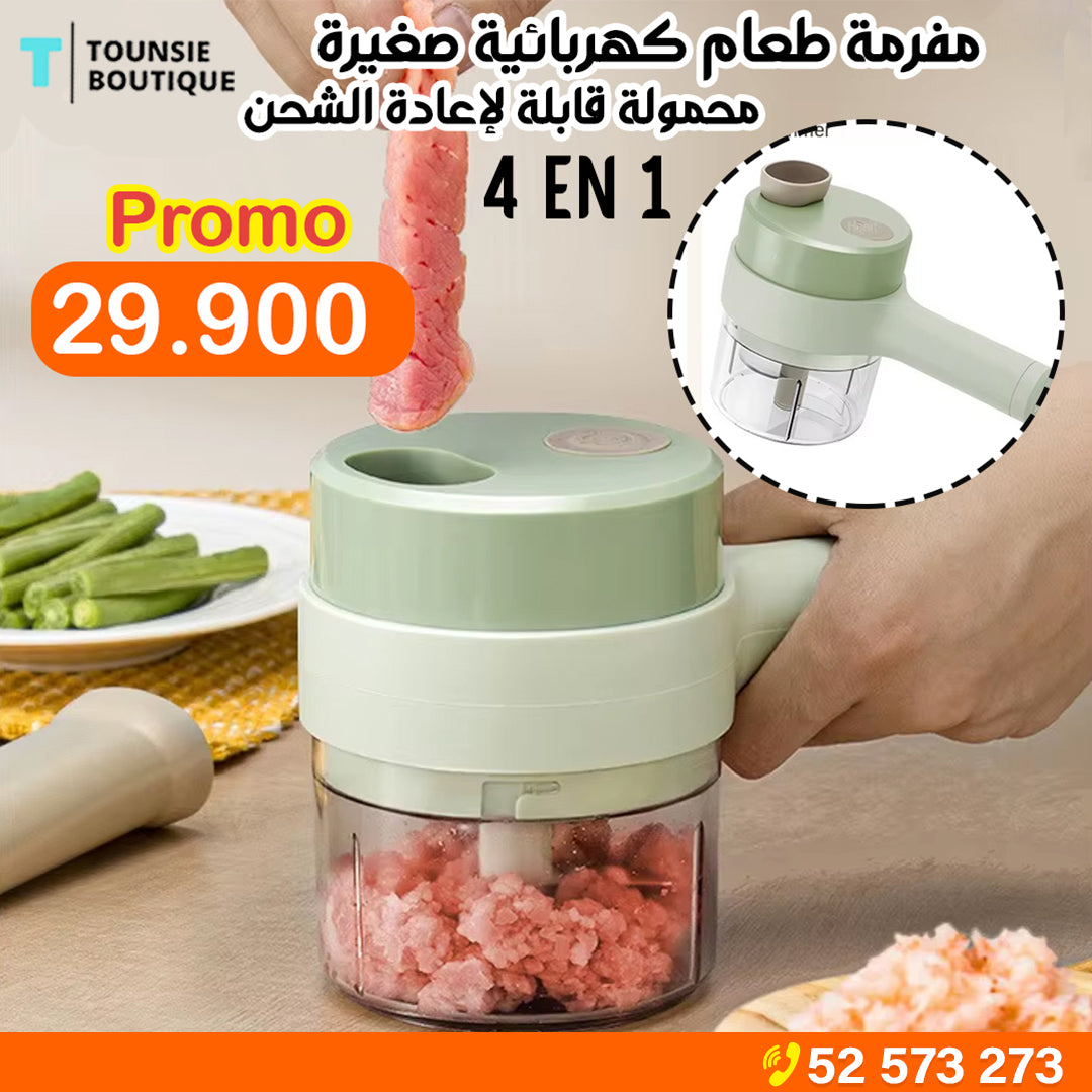 Mini Hachoir Électrique 4 en 1 Portable Rechargeable Par USB |