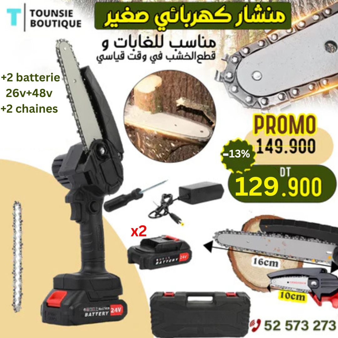promotion tronçonneuse électrique sans fil avec 2 batterie + 2 Chaînes
